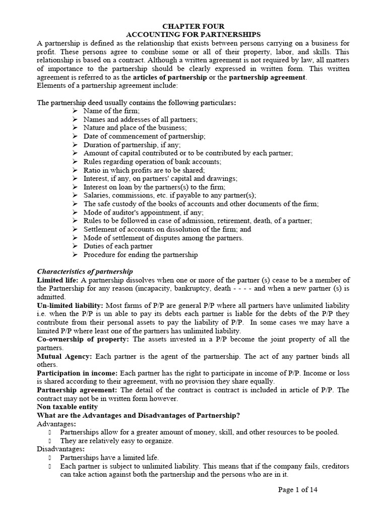 Accounting Principles for Partnerships | PDF | Partnership | Debits And ...