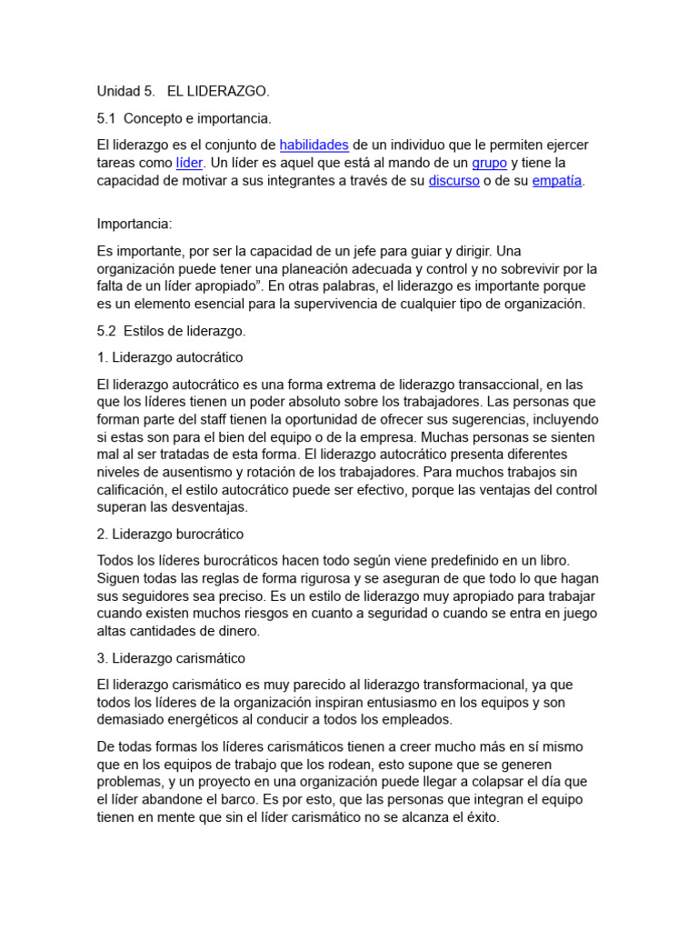 Tipos y Teorías de Liderazgo Efectivo | PDF | Liderazgo | Comportamiento
