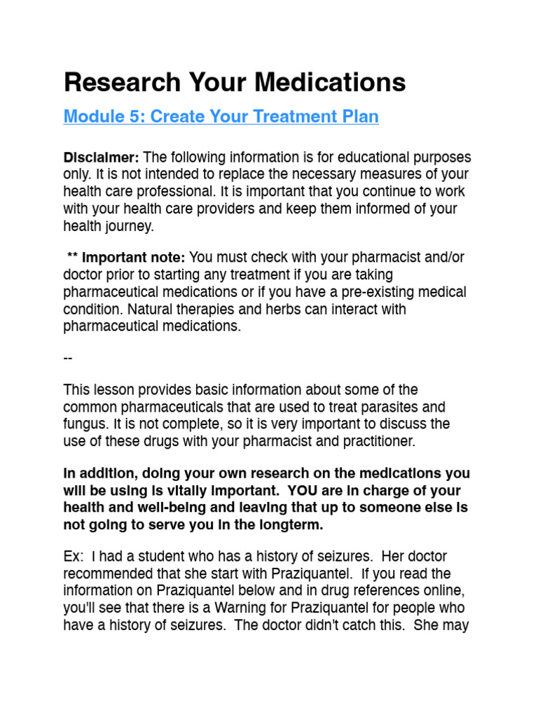 Medication Research for Parasite Treatment | PDF | Allergy | Diseases ...