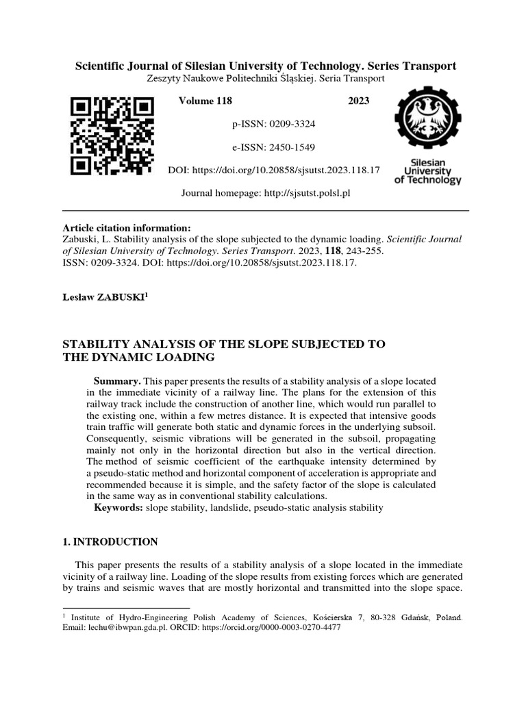 Stability Analysis Of The Slope Sub Pdf Earthquakes Solid Mechanics