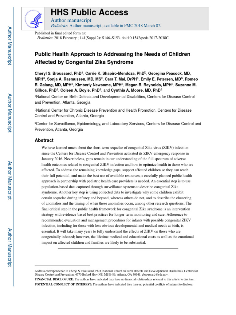 Public Health Approach To Addressing The Needs of Children Affected by ...