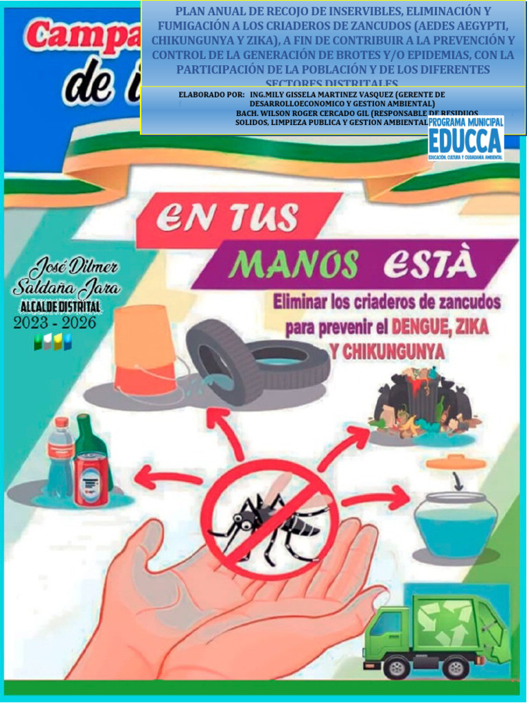 Plan de Recojo y Control de Dengue | PDF | Fiebre del zika | Mosquito