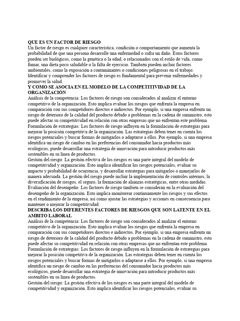 Factores de Riesgo y Competitividad Empresarial | PDF | Riesgo | Business