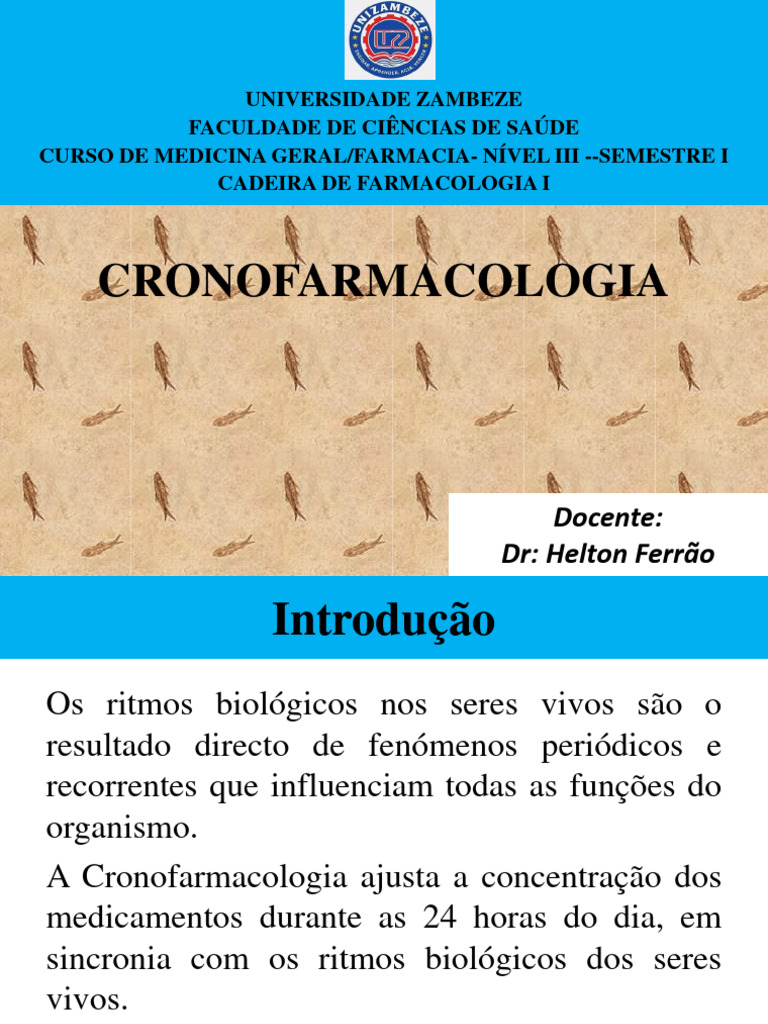 Cronofarmacologia Apresentação VF Qaj | PDF | Farmacologia | Ritmo ...