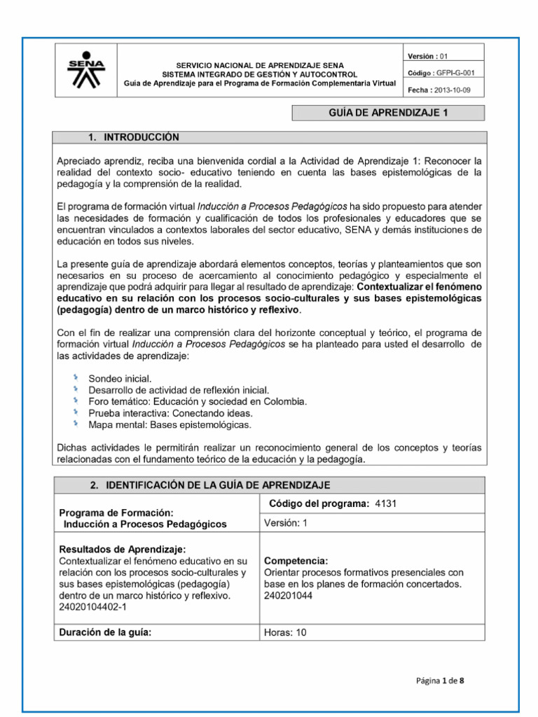 Guía Virtual de Aprendizaje SENA | PDF | Aprendizaje | Pedagogía