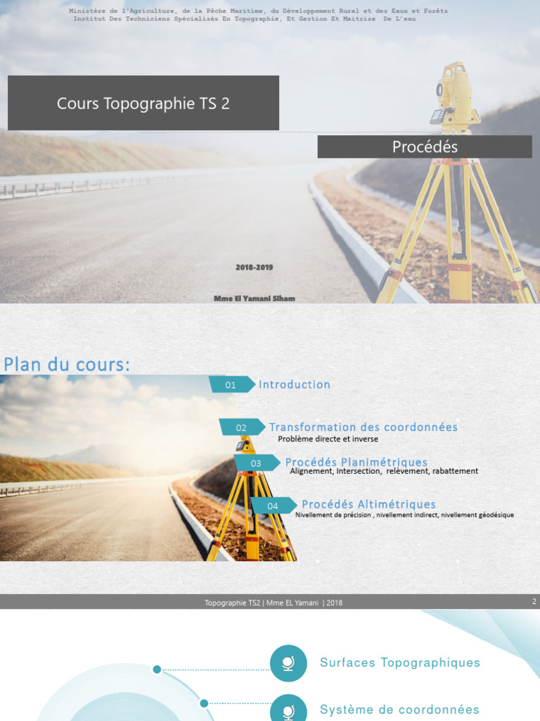 Cours de Topographie TS2 2018-2019 | PDF | Géodésie | Topographie