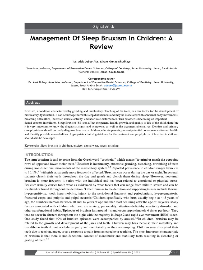 Managing Sleep Bruxism in Children | PDF | Dentistry | Clinical Medicine