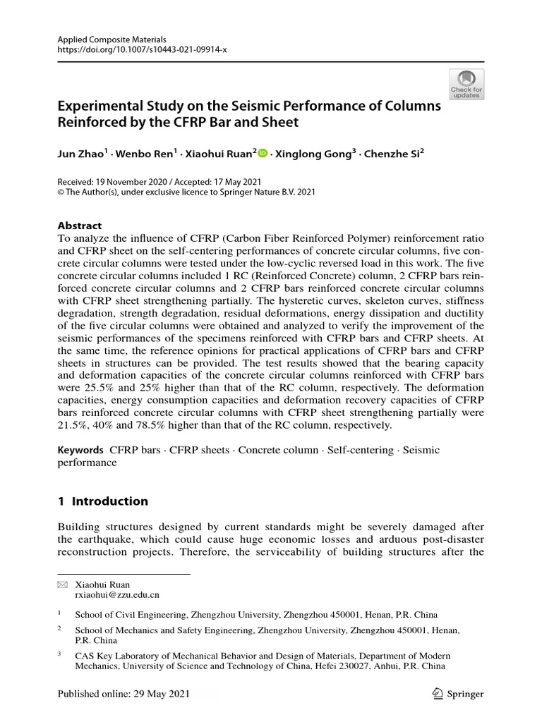Experimental Study On The Seismic Performance of Columns Reinforced by ...