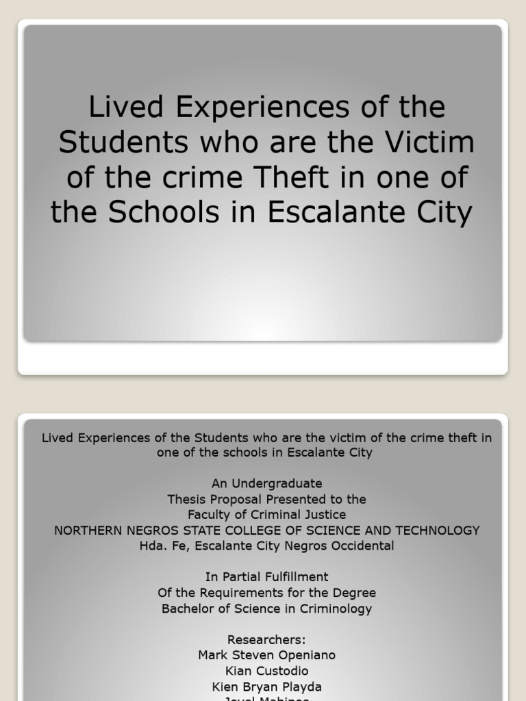Student Experiences of Theft in Schools | PDF | Crimes | Crime & Violence