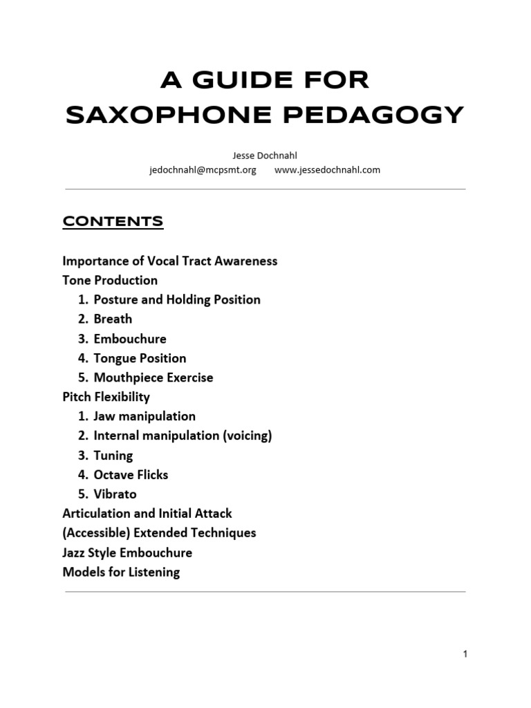 Saxophone Pedagogy Techniques Guide | PDF | Saxophone