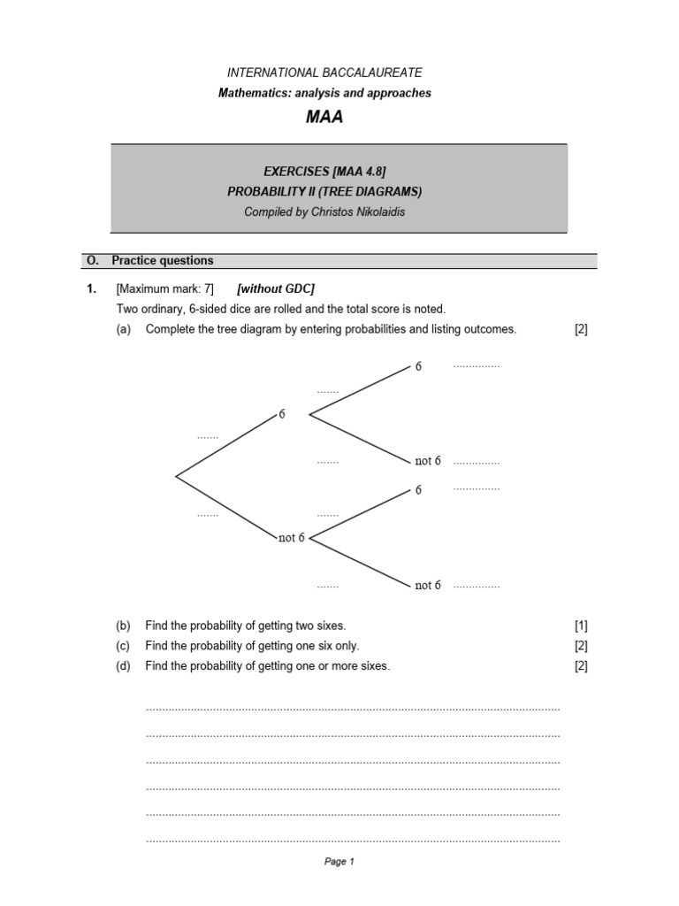 (Maa 4.8) Probability Ii (Tree Diagrams) | PDF