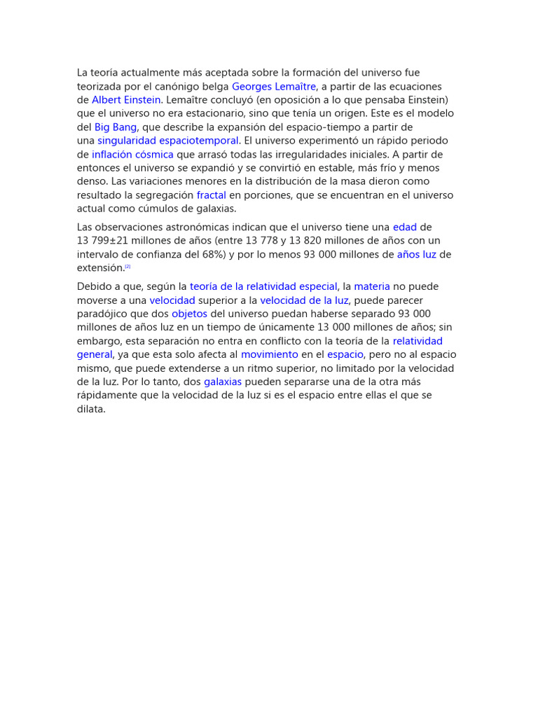 Teoría del Big Bang y expansión del universo | PDF