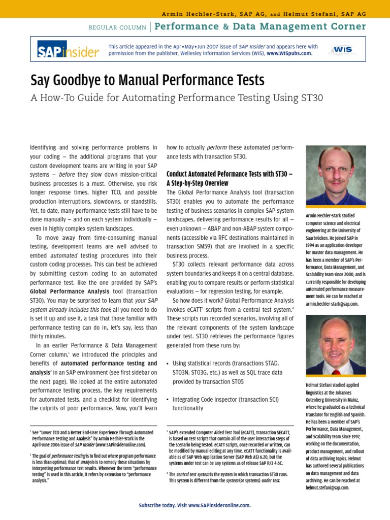 Automating S/4HANA Performance Tests | PDF | Sql | Databases