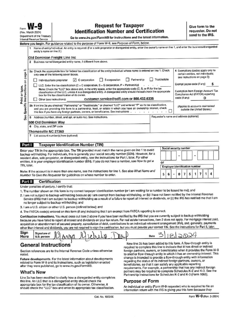 W9 Identification Number Certification PDF