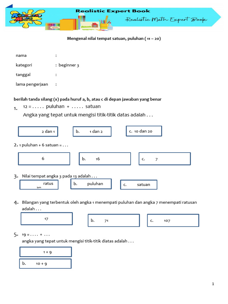 Mengenal Puluhan dan Satuan 11-20 | PDF