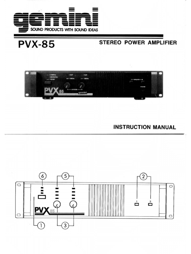 Gemini Sound PVX 85 Owners Manual | PDF