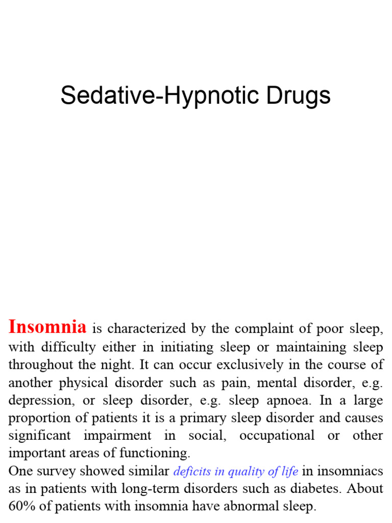 Overview of Sedative-Hypnotic Drugs | PDF | Benzodiazepine | Insomnia