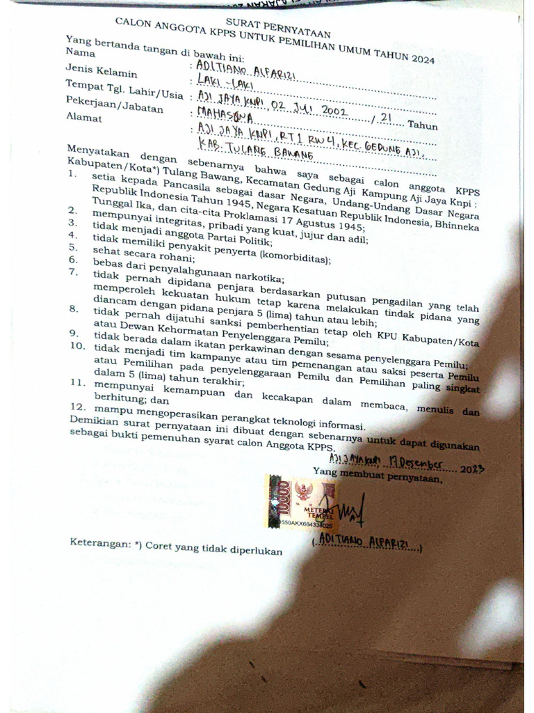 Surat Pernyataan | PDF