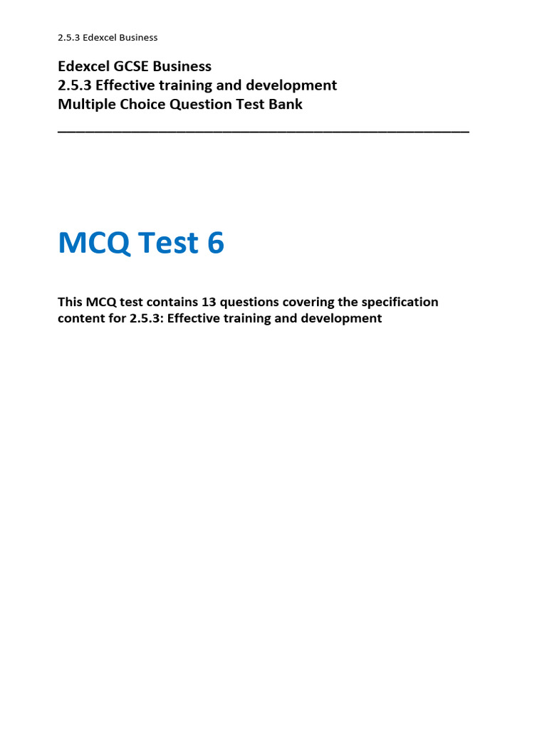 2.5.3. MCQ Test Effective Training and Development | PDF | Multiple ...