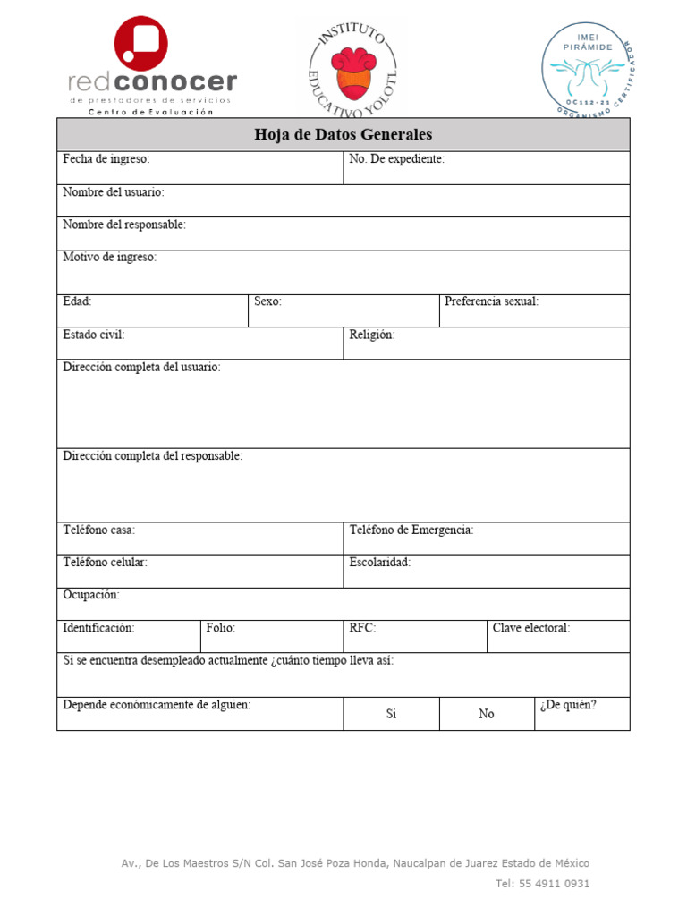 Hoja de Datos Generales EC0548 | PDF | Relaciones personales, crianza y ...