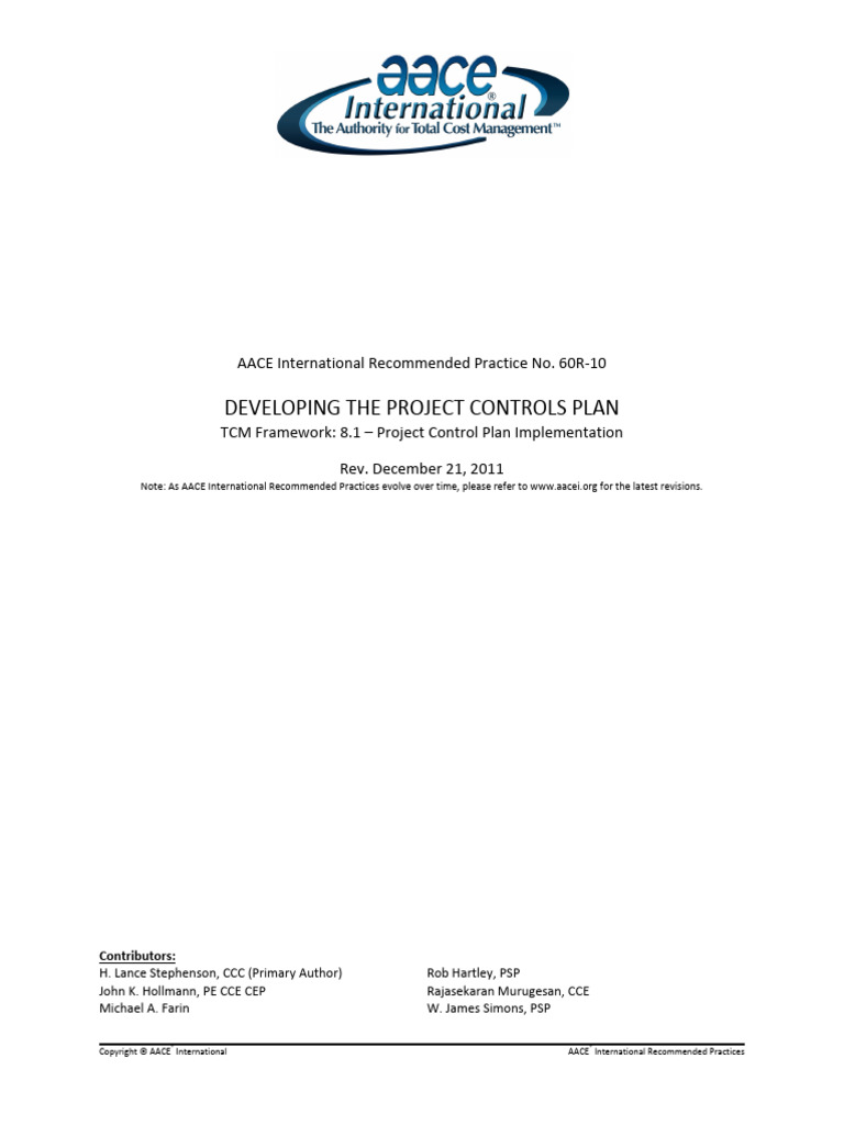 60R-10 Developing The Project Controls Plan | Download Free PDF | Risk ...