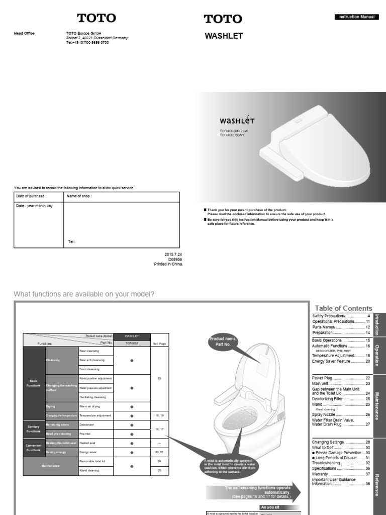Toto Washlet Manual PDF Ac Power Plugs And Sockets Toilet