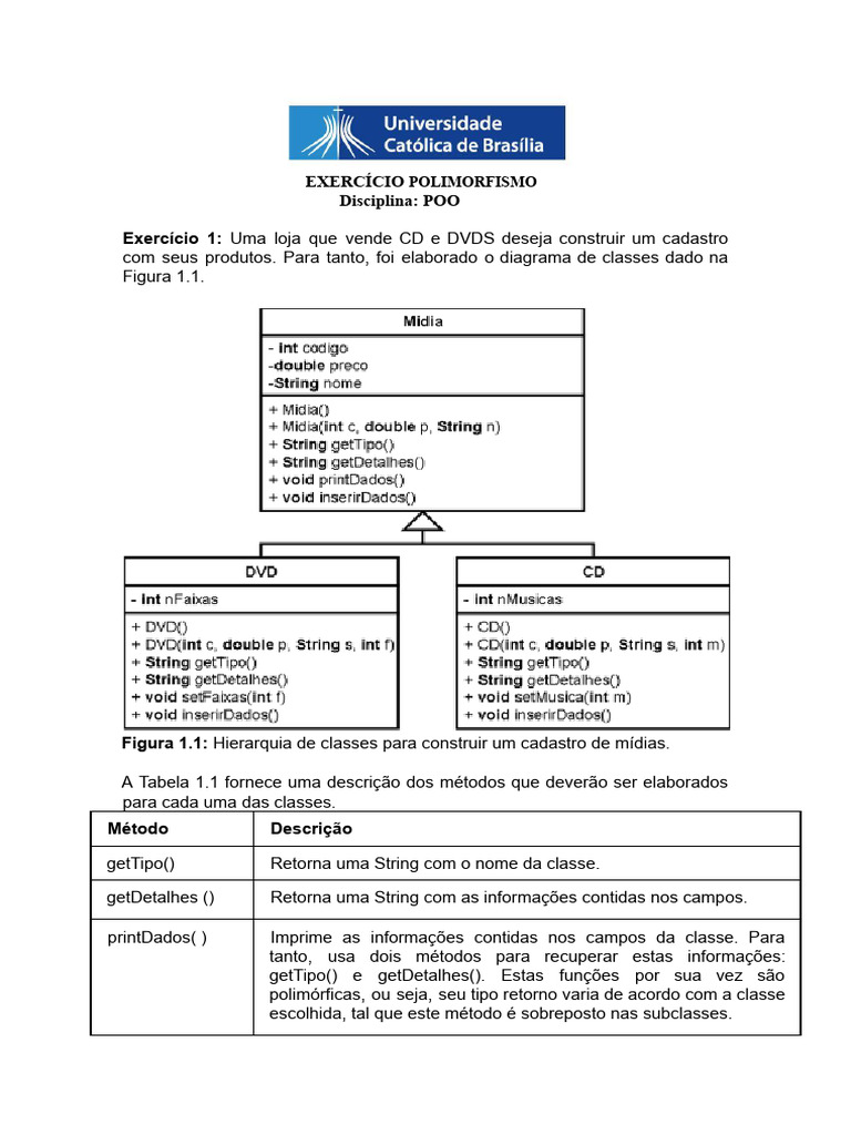 Exercícios de Polimorfismo em POO | PDF | Classe (programação de ...