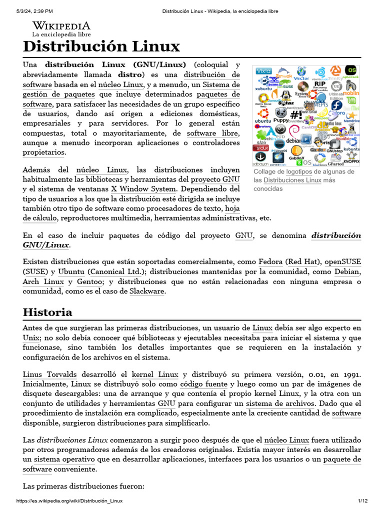 Distribuciones Linux: Historia y Tipos | PDF | Distribución de Linux ...