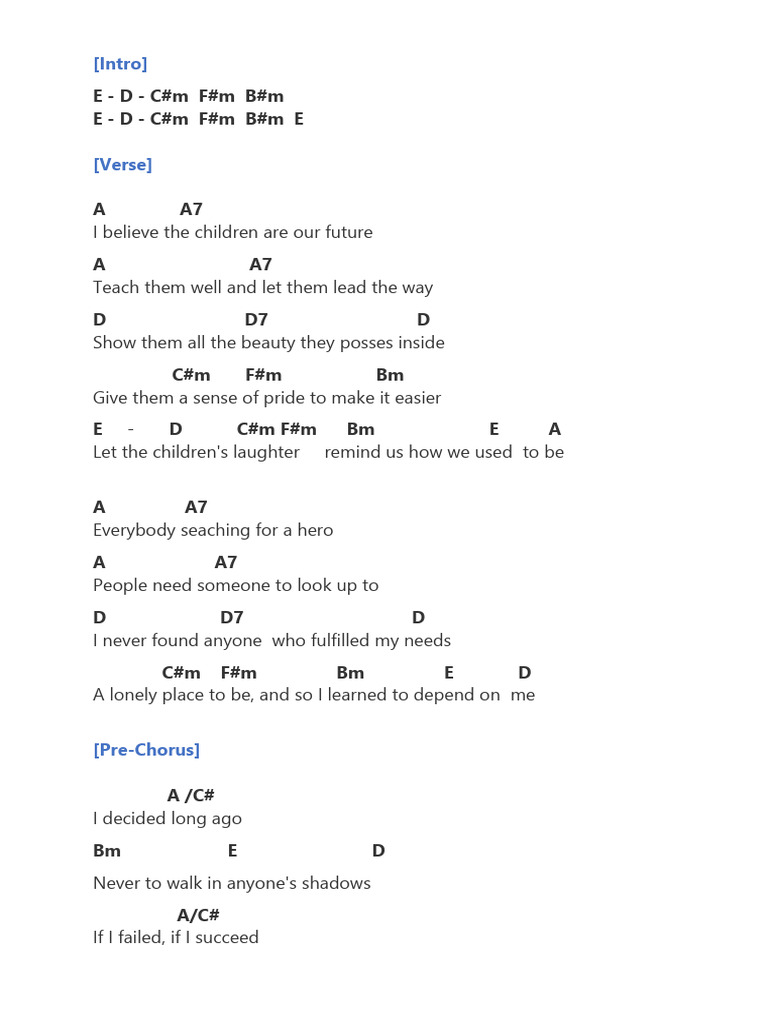 Lyrics For Greatest Love Of All