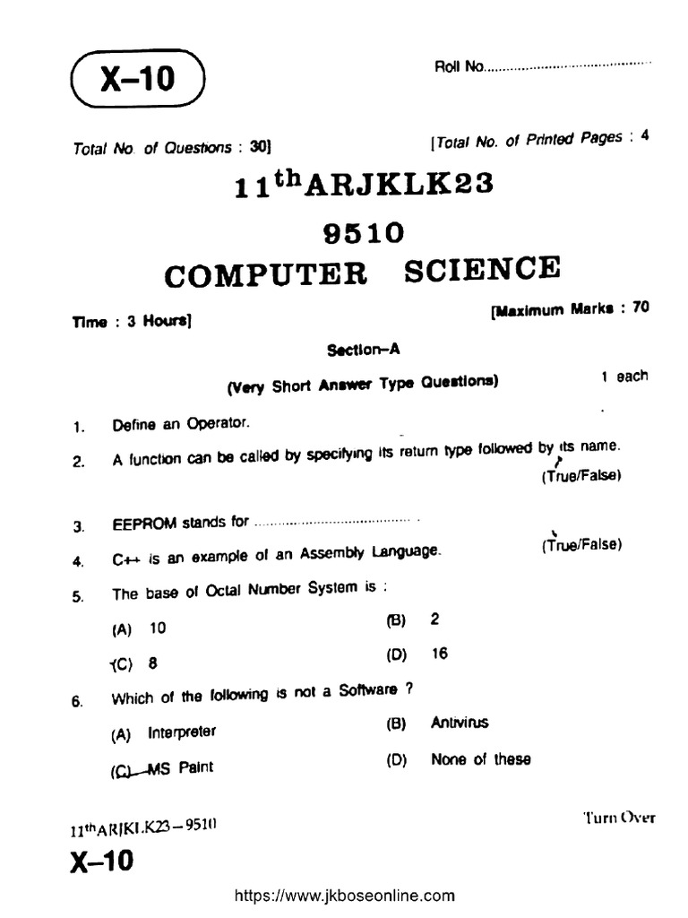 JK Bose Class 11 Computer Science 9510 2023 | PDF