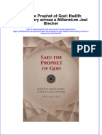 Download textbook Said The Prophet Of God Hadith Commentary Across A Millennium Joel Blecher ebook all chapter pdf 