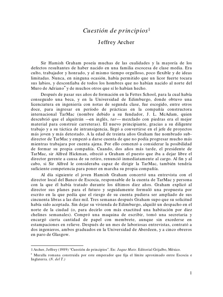 SEM1 - 3 CuestiOn de Principios - Jeffrey Archer | PDF | Alemania ...