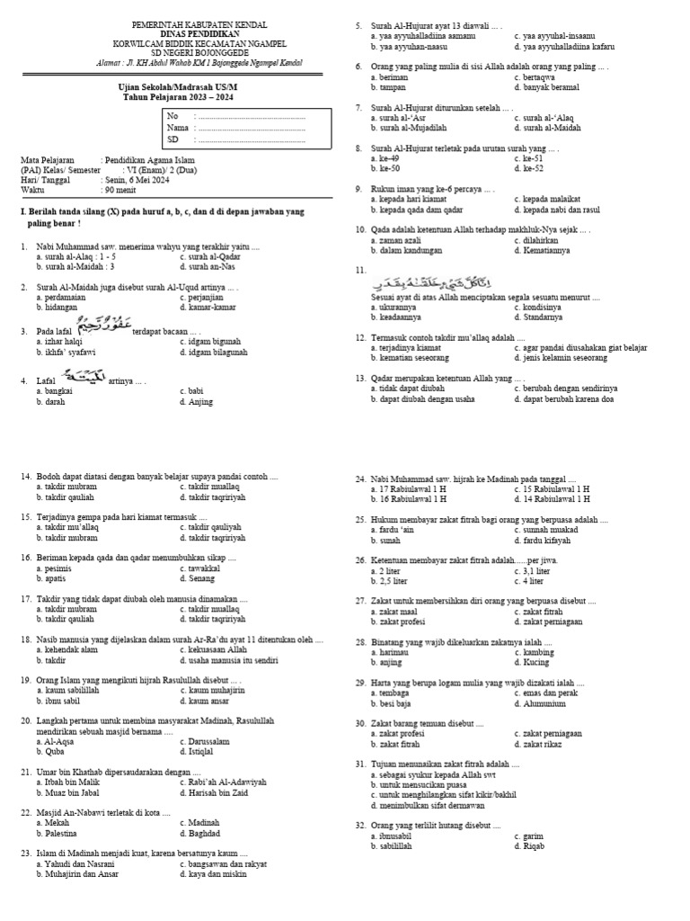  123dok com soal soal latihan us m kelas 6 sd mi lengkap format word
