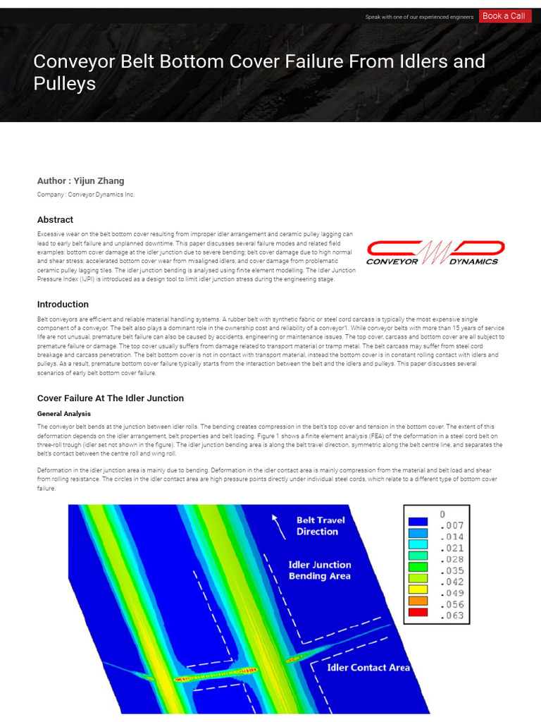 Conveyor Belt Bottom Cover Failure From Idlers and Pulleys PDF Belt
