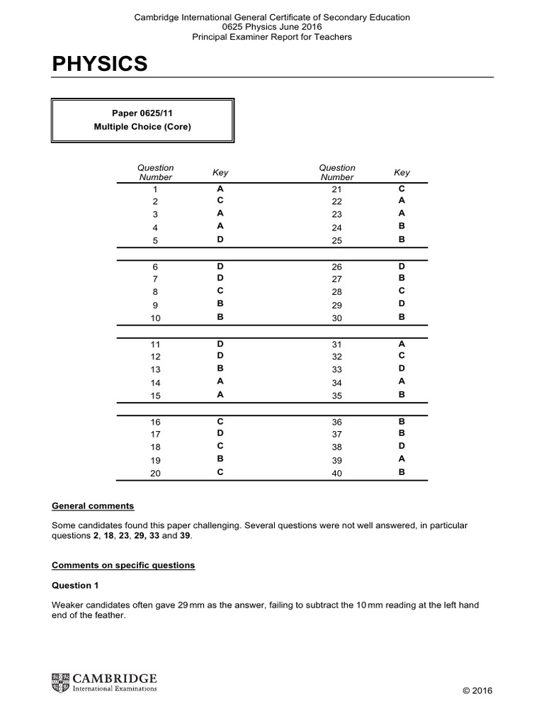 Physics | PDF | Multiple Choice | Force