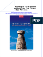 Download textbook Return To Meaning A Social Science With Something To Say First Edition Mats Alvesson ebook all chapter pdf 