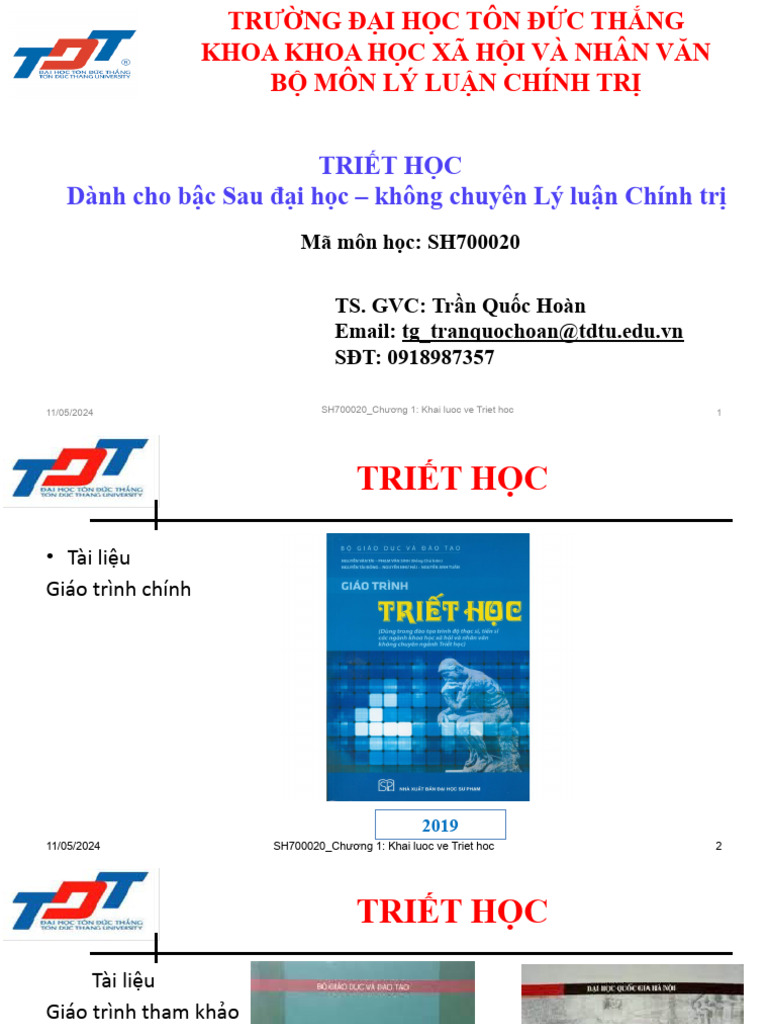 1.1. (Gui HV) - TDT - Triet Hoc - Chuong 1 - Khai Luan TRiet Hoc | PDF