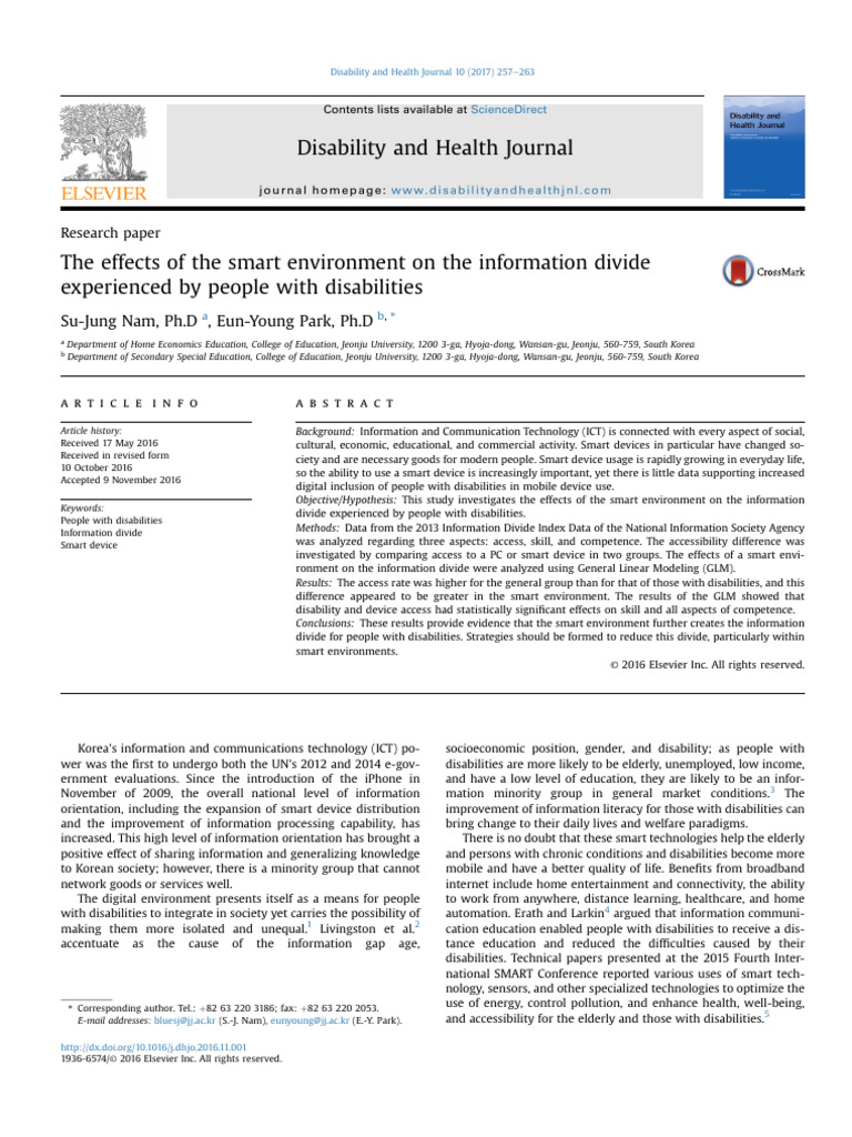 Smart Environments and Disability Divide | PDF | Disability ...
