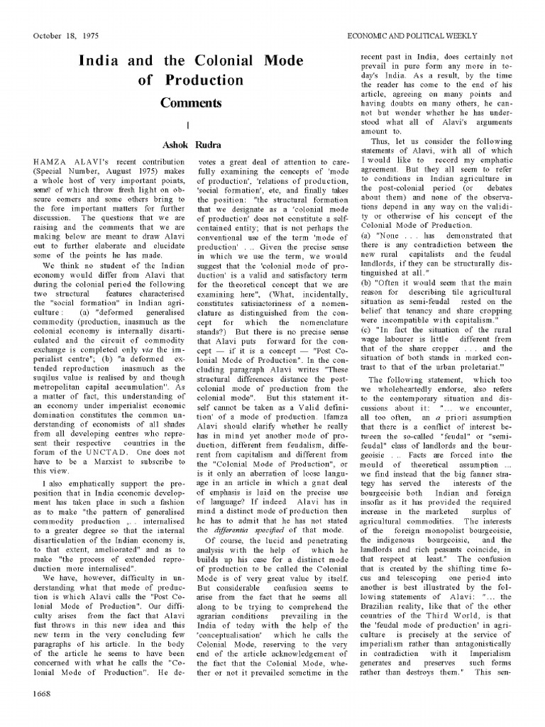 Clarifying the Colonial Mode of Production | PDF | Capitalism | Economies