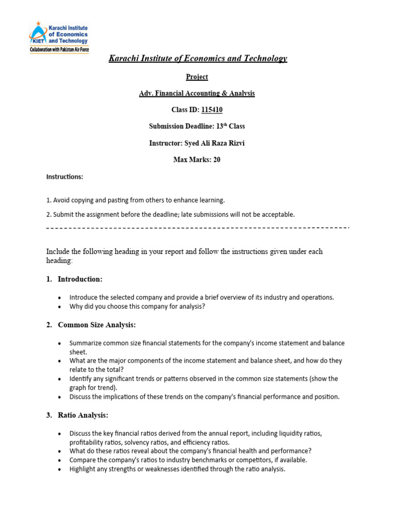 Financial Analysis Project Guidelines | PDF | Financial Statement ...