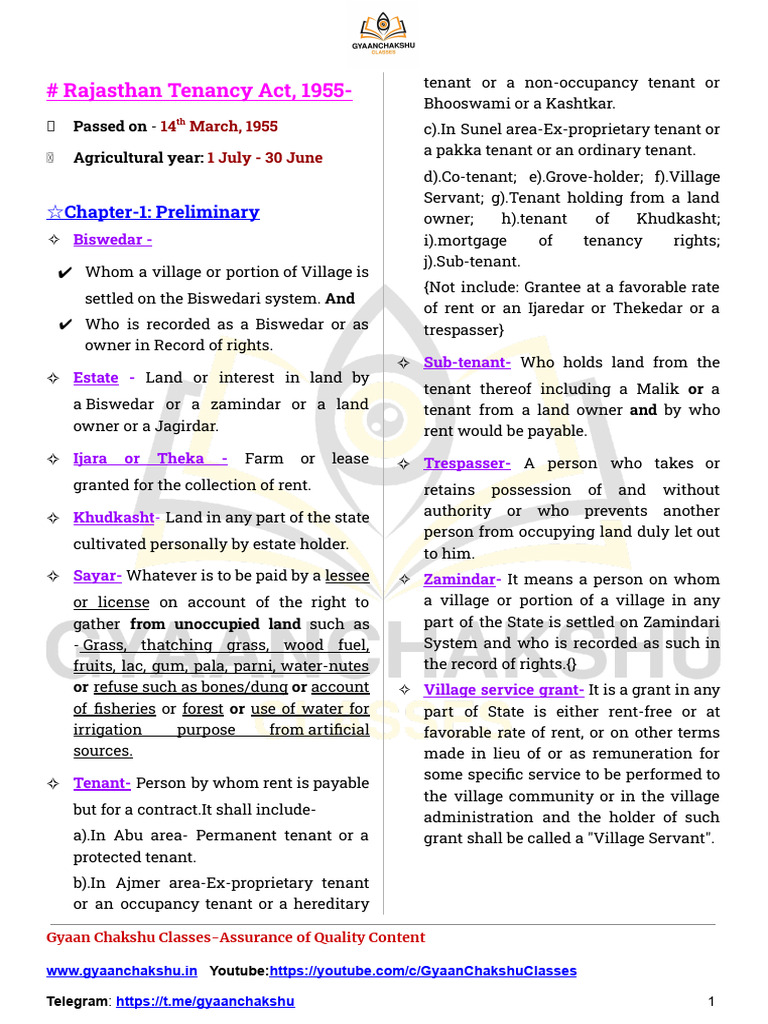 rajasthan-tenancy-act-1955-by-gyaanchakshuclasses-pdf-leasehold