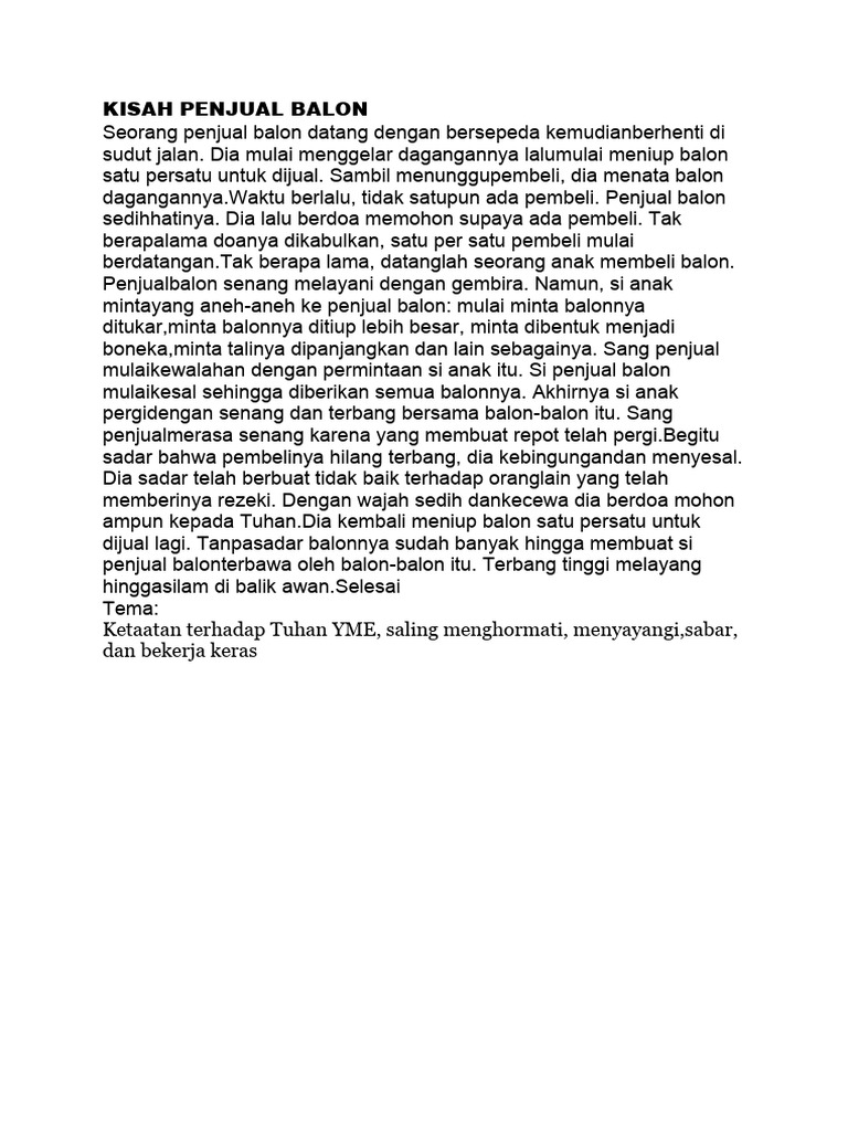 Kisah Penjual Balon | PDF