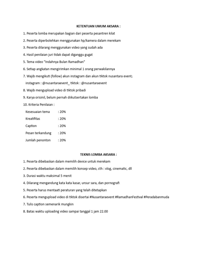 Ketentuan Umum Dan Teknis Lomba Angkatan Pdf