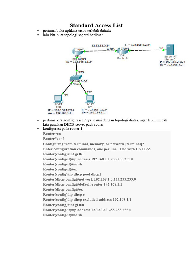 Konfigurasi ACL pada Cisco Router | PDF