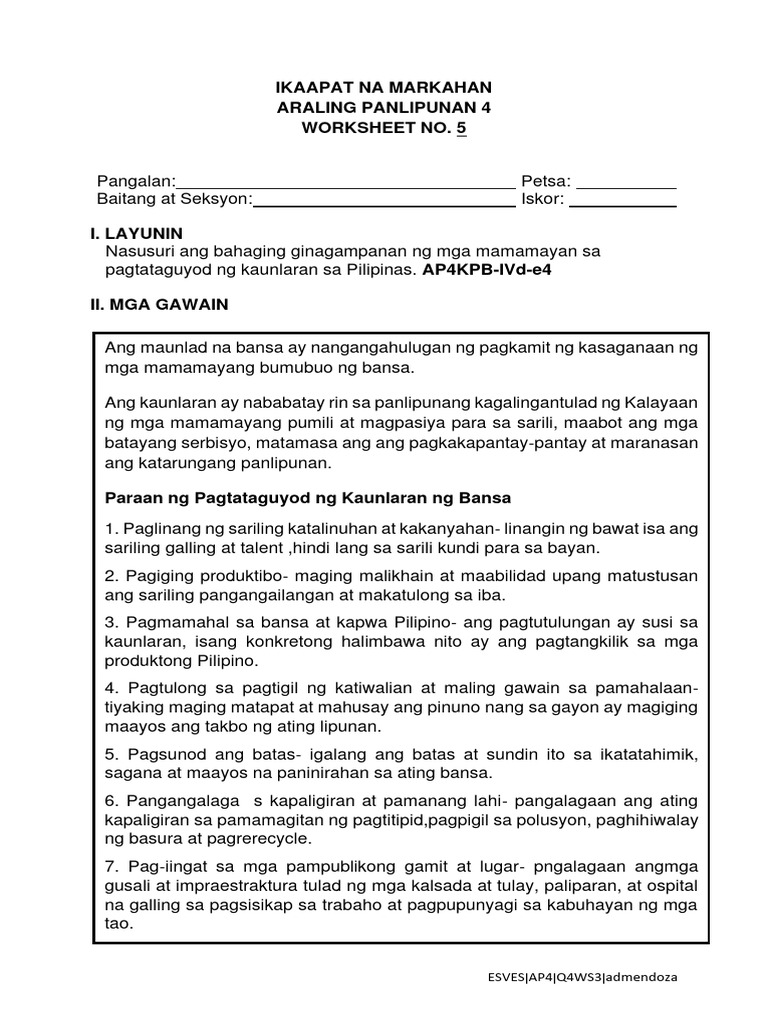 Araling Panlipunan Grade 4 | PDF