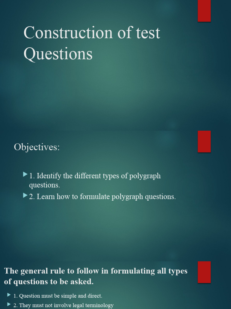 Types of Polygraph Questions Explained | PDF | Polygraph | Question