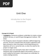 Unit One - Introduction To The Project Environment