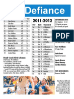 Defiance 2011-2012 Boys Basketball Roster and Schedule