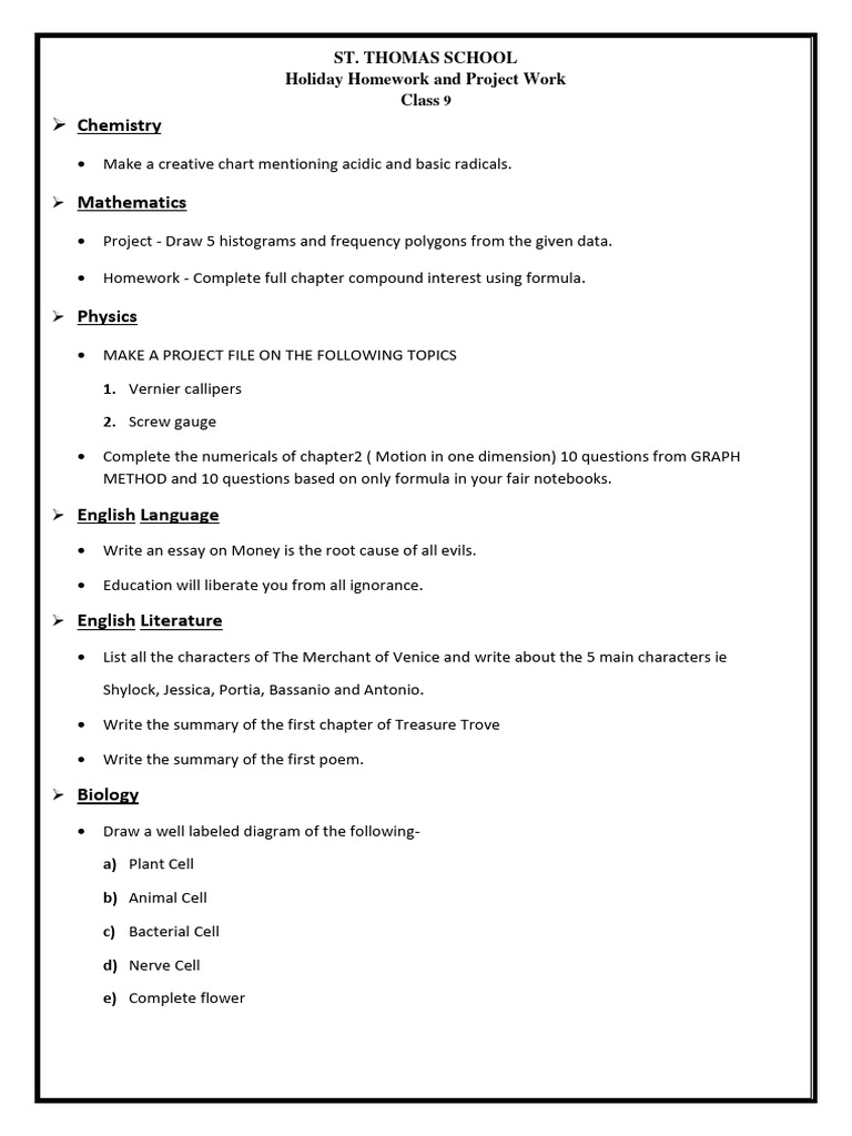 Class 9 Holiday Homework Assignments | PDF | Computer Programming