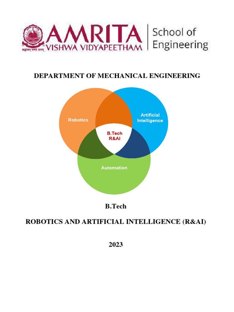 Btech Robotics and Artificial Intelligence 2023 CurriculumSyllabus ...